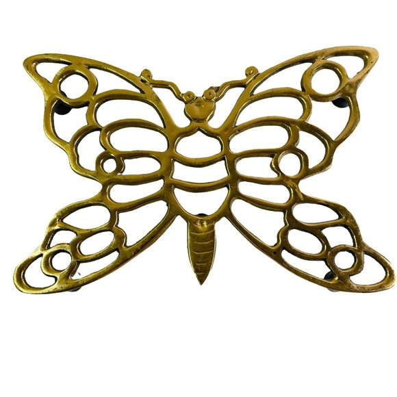 Vintage Brass Butterfly Trivet Hot Pad or Wall Hanging 8.5” x 6” - Picture 1 of 4
